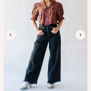 Free People Old West Slouchy Jeans in Panther Black Size 31 Wide leg